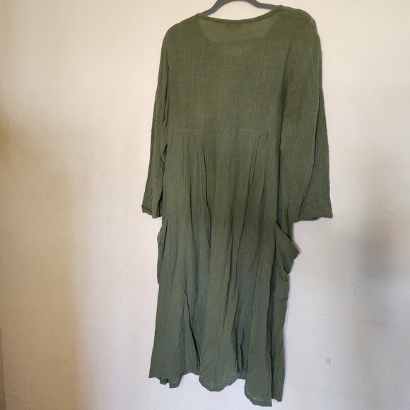 Maggie Walt green shirt dress, M/L - Picture 2 of 4